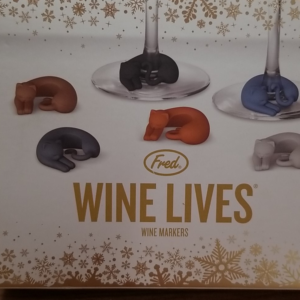 Wine Markers Cats Set of 6 With Box